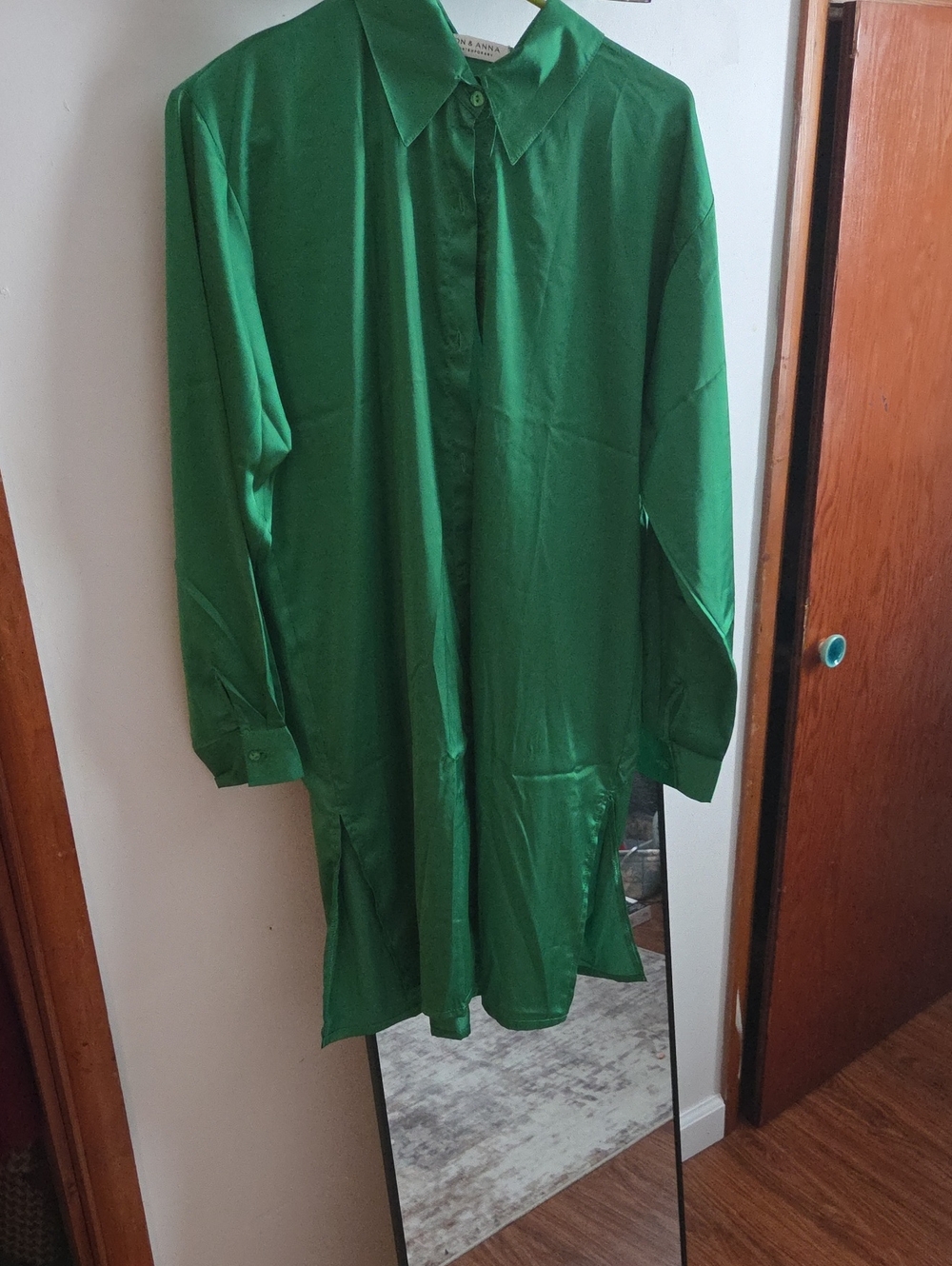 Jon & Anna Vibrant Green Longline Button-Up Shirt Dress